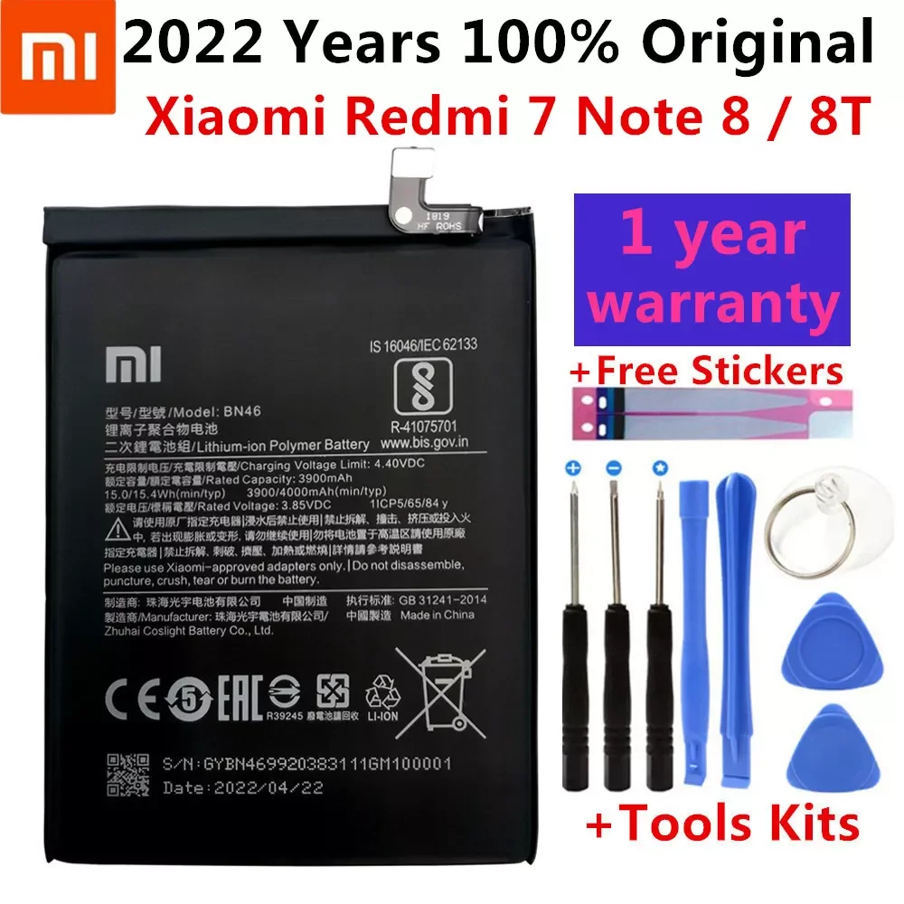 

2023New 100% Original Replacement 4000mAh BN46 Battery For Xiaomi Redmi 7 Note8 Note 8 8T Phone Battery Bateria Batterie AKKU Fr