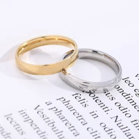 4mm stainless steel ring for women men fashion gold silver color finger rings wedding band high quality jewelry gifts
