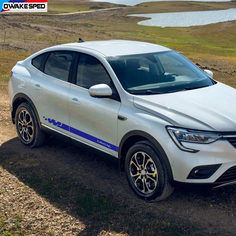 2PCS Car Body Door Side Skirt Decor Sticker For Renault ARKANA Racing Spirit Sport Stripes Tuning Accessories DIY Vinyl Decal