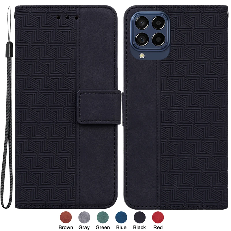 

For Samsung Galaxy M53 SM-M536B 6.7" Leather Case Galaxy M53 M 53 Case Fashion Flip Magnetic Geometric Textile Wallet Book Cover