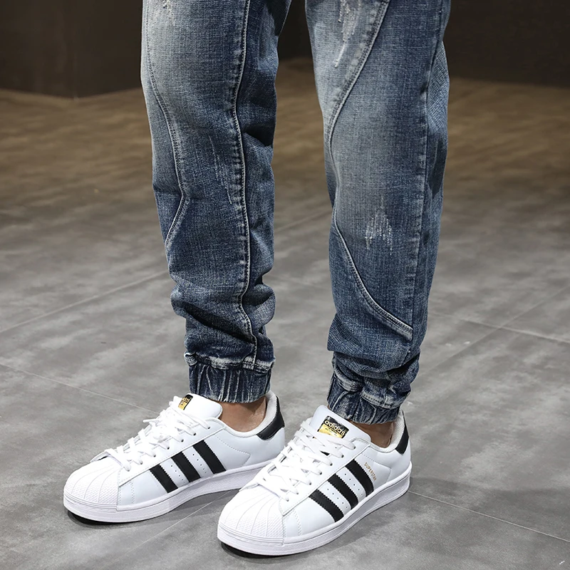 Street Fashion Men Jeans Retro Gray Blue Elastic Casual Denim Cargo Pants Hombre Spliced Designer Hip Hop Joggers Men Overalls