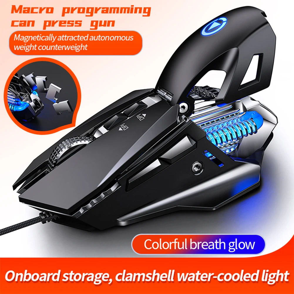 

G10 Mechanical Wired Gaming USB Mouse 7-Button Mute 7200DPI Luminous Macro E-sports PUBG FPS Game Mice for Laptop PC