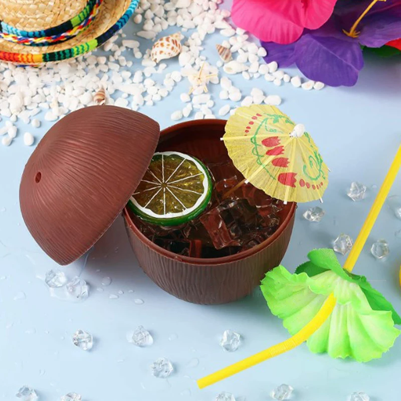 

Summe Flamingo Straw Cup Tropical Pineapple Coconut Drinking Bottle Juice Cups Beach Pool Party Hawaiian Decoration