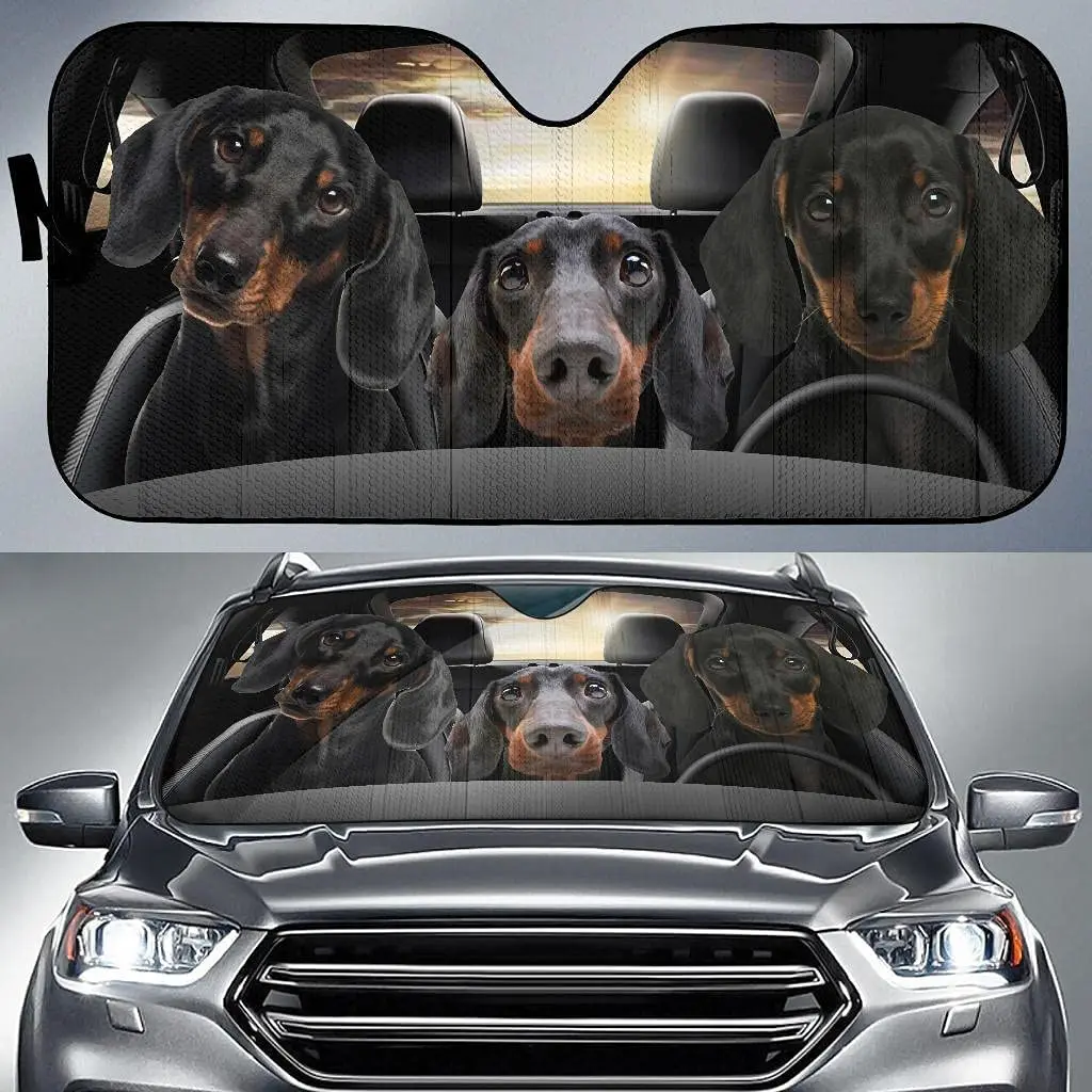 

Car Sunshade Dachshund Family Driving, Dog Mom Dog Dad, Weiner Dog Owner Sausage Dog Lover Gift, Best Dachshund Gifts Car