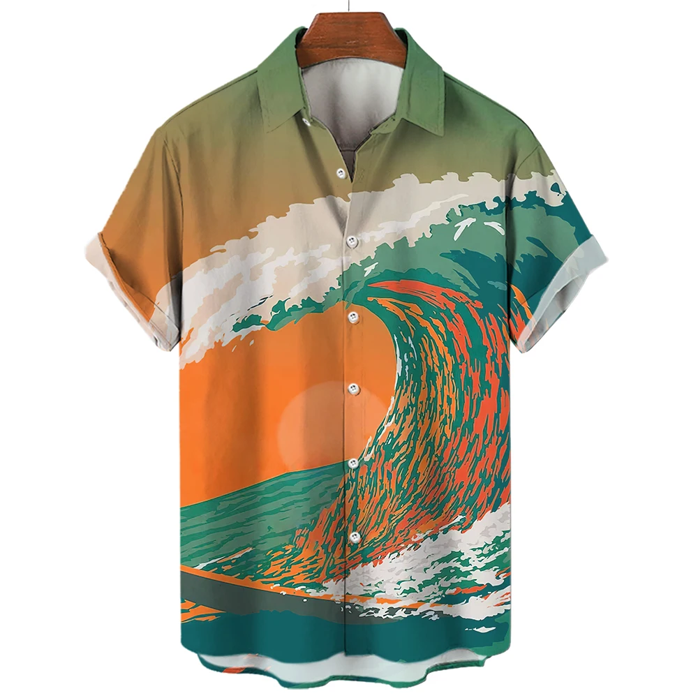 Men's shirt 3D printed Hawaiian shirt casual fashion summer oversized short sleeved lapel loose top