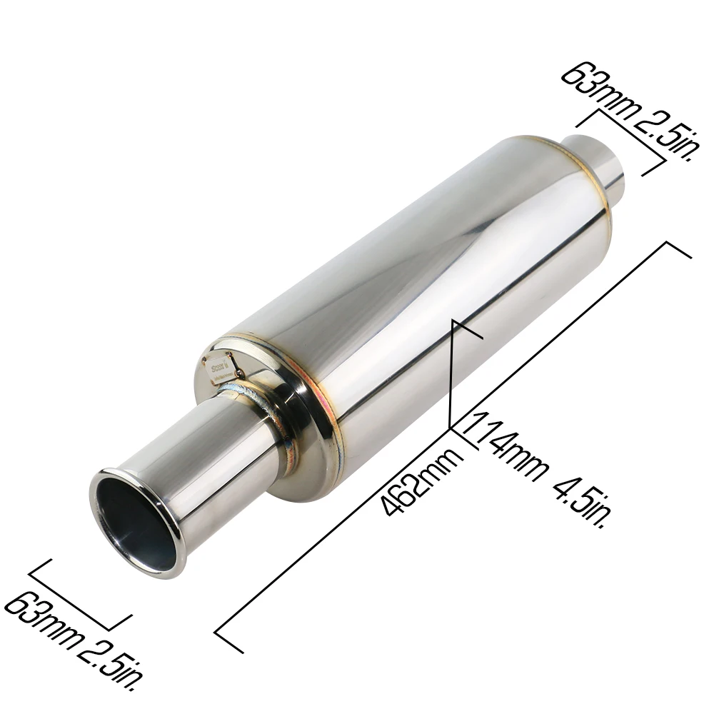 JZZ Universal 4.5in. Автомобильный глушитель для выхлопной трубы с высоким потоком задний