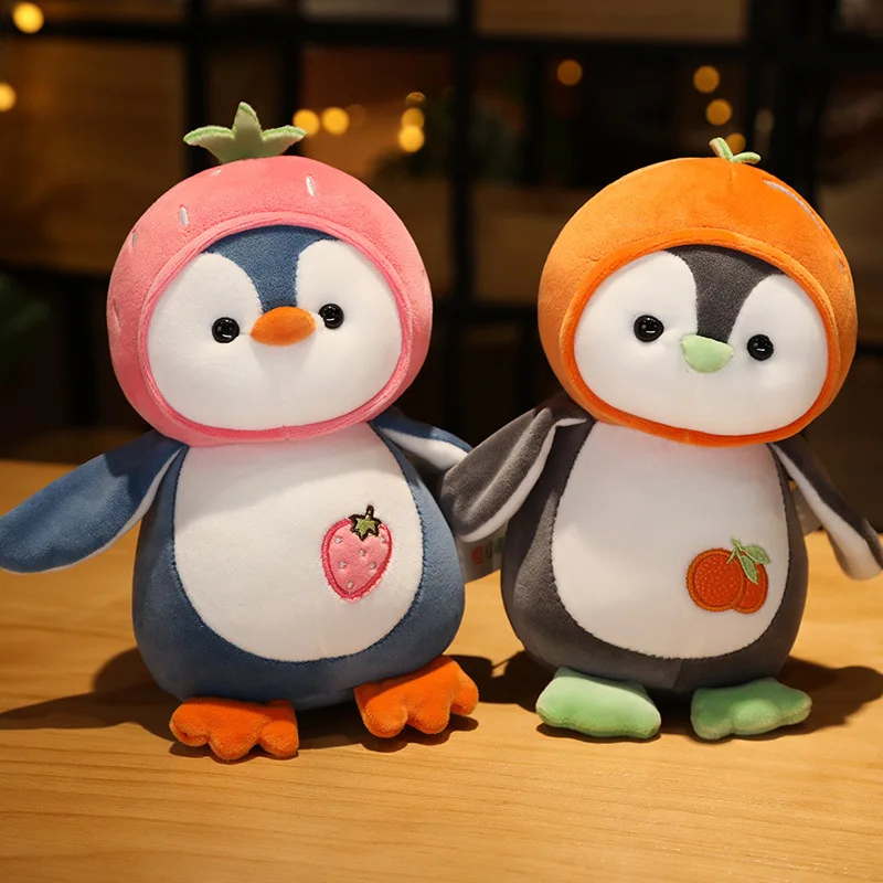 

Kawaii Hugging Fruit Penguin Plush Toy Cute Cartoon Animal Couple Penguin Stuffed Doll Girls Lovers Valentine's Gifts