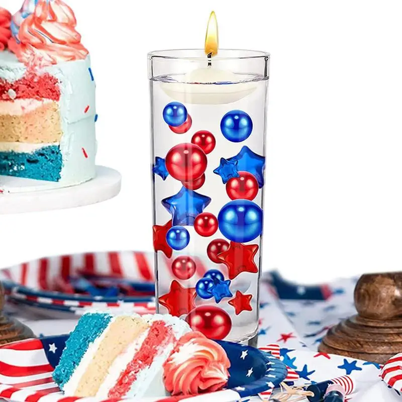 

New Independence Day Vase Filler Pearl Decoration For Vase Floating Pearls Blue Red Star Water Beads For American Holiday Decor