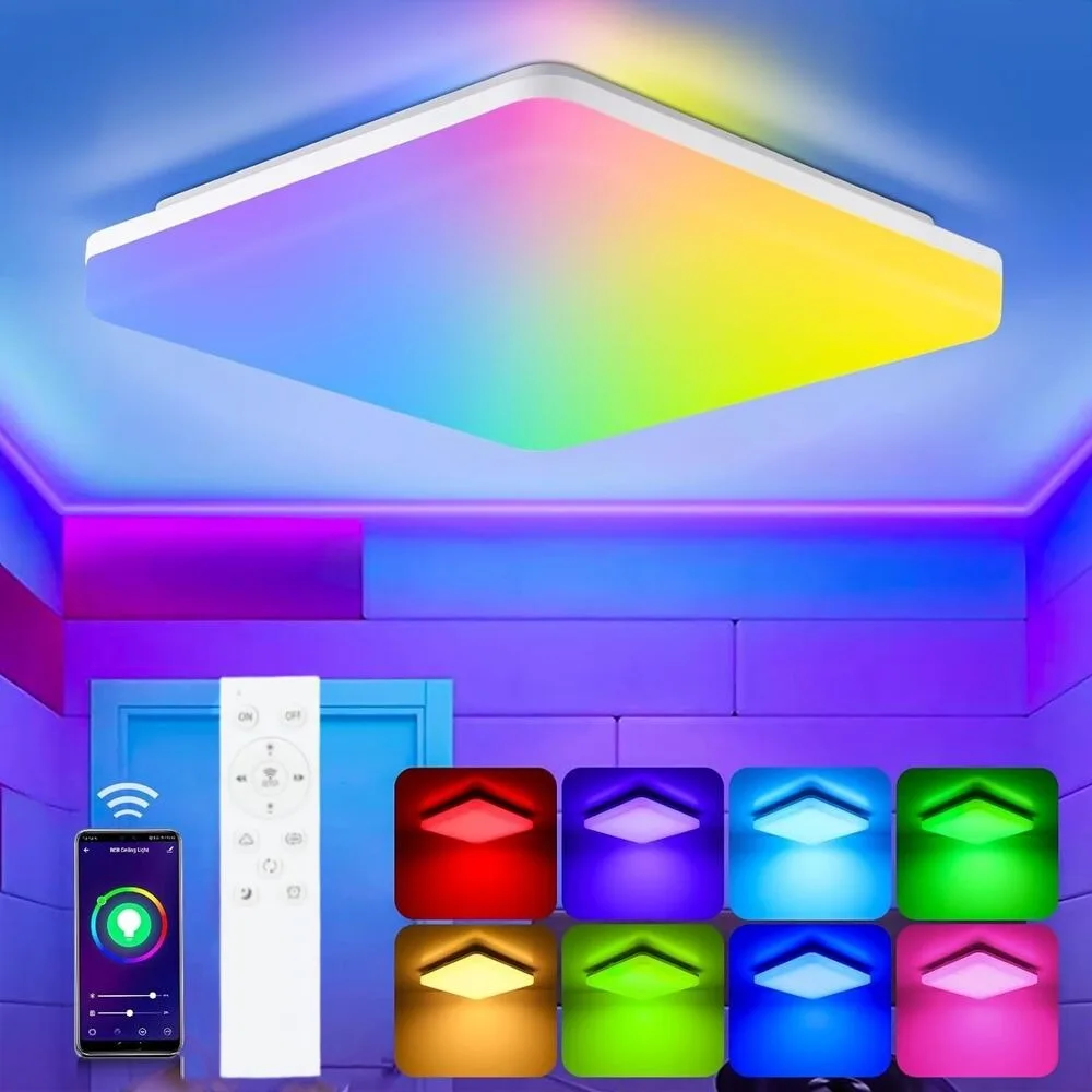 

Светодиодная люстра RGB с дистанционным управлением, 36 Вт, современный потолочный светильник с регулируемой яркостью, украшение для гостиной