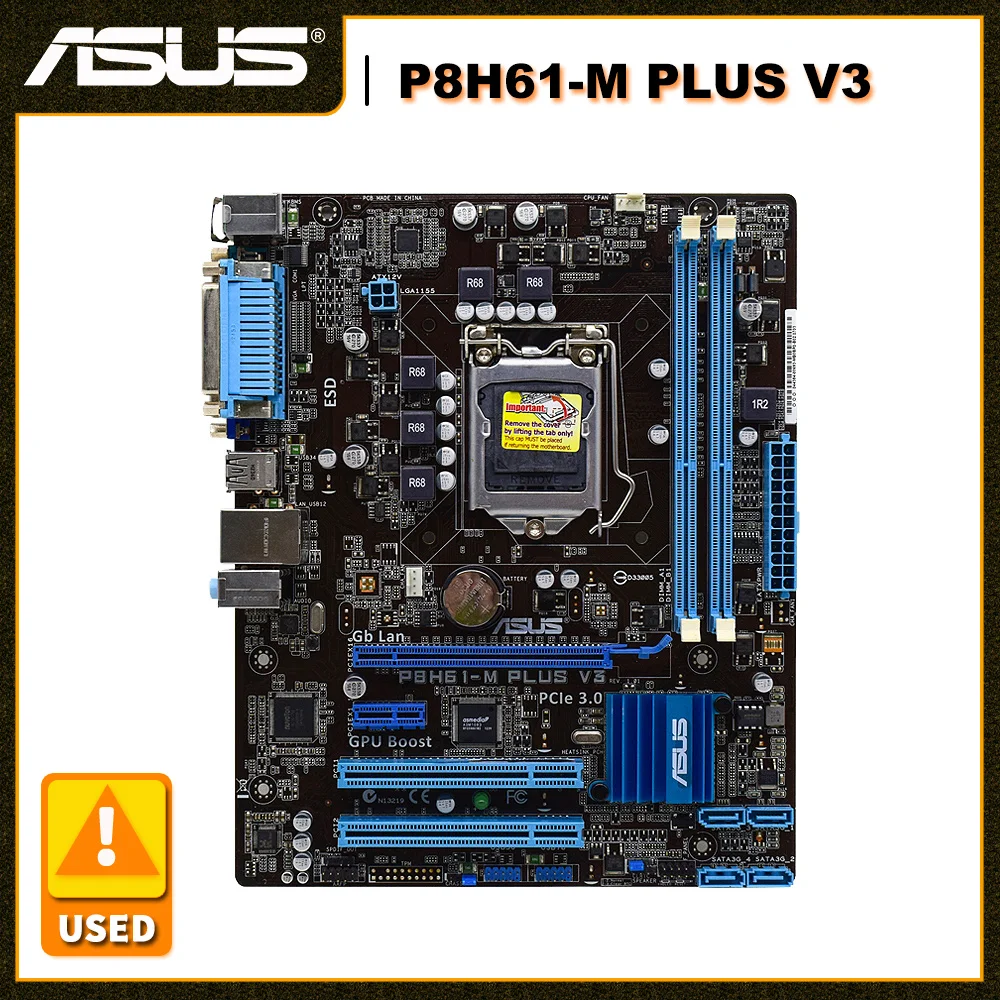 

ASUS P8H61-M PLUS V3 Motherboard LGA 1155 DDR3 Intel H61 16GB SATA II USB2.0 ATX For Core i3-2130 i5-2310 cpus