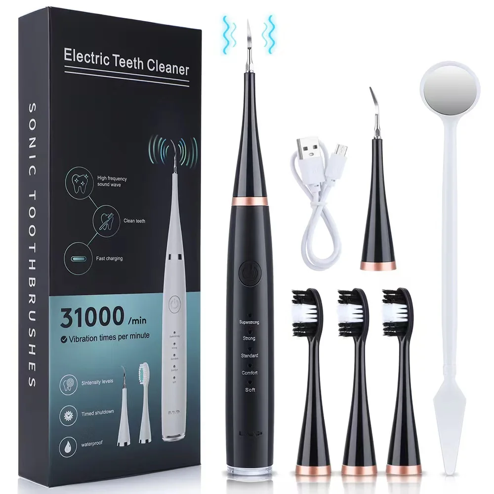 

Electric Teeth Cleaner Dental Scaler Sonic Toothbrush USB Charging Adult Tooth Calculus Remover Waterproof with Replacement Head