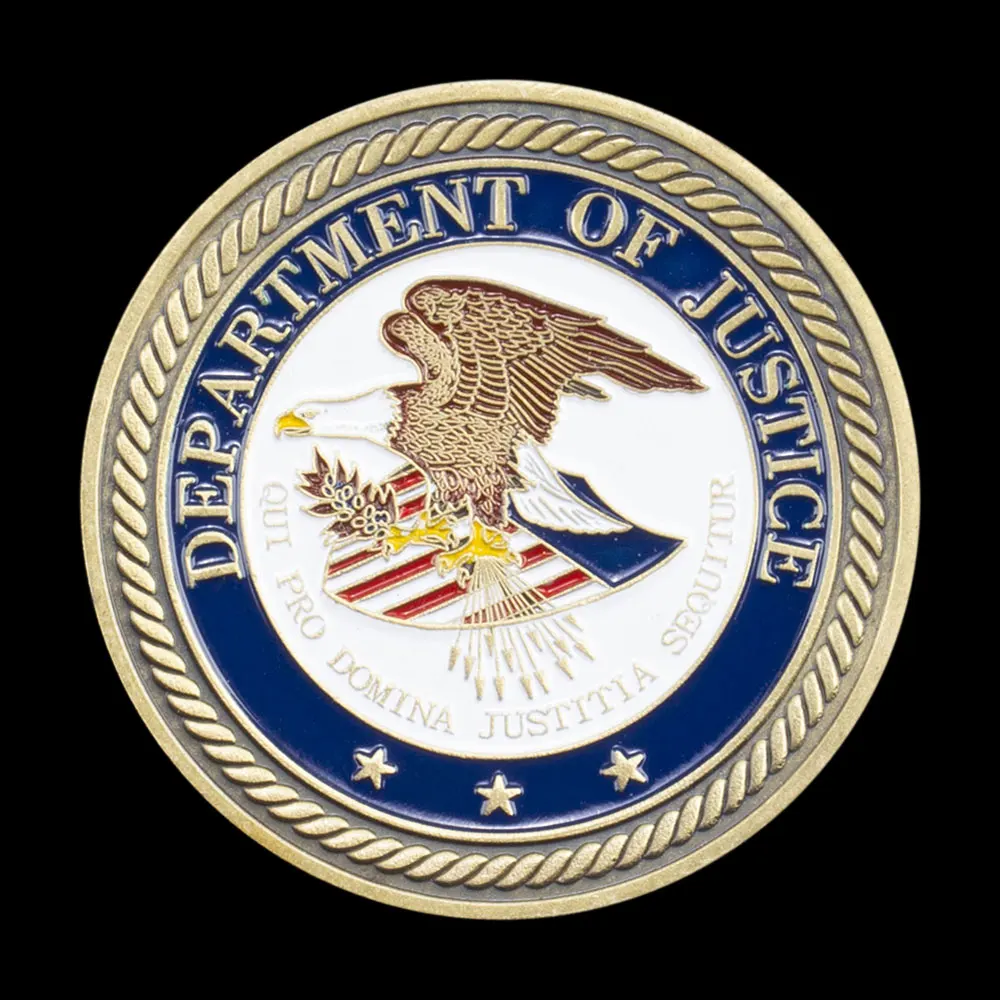 Сувенирная монета из отдела юстиции США который Pro доминиа юстиция блестящая с