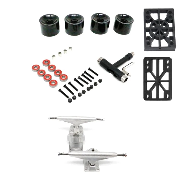 

6,25 дюймовые скейтбордные грузовики с искусственными колесами, комбинированный набор, колеса для скейтборда, подшипники для скейтборда, обо...