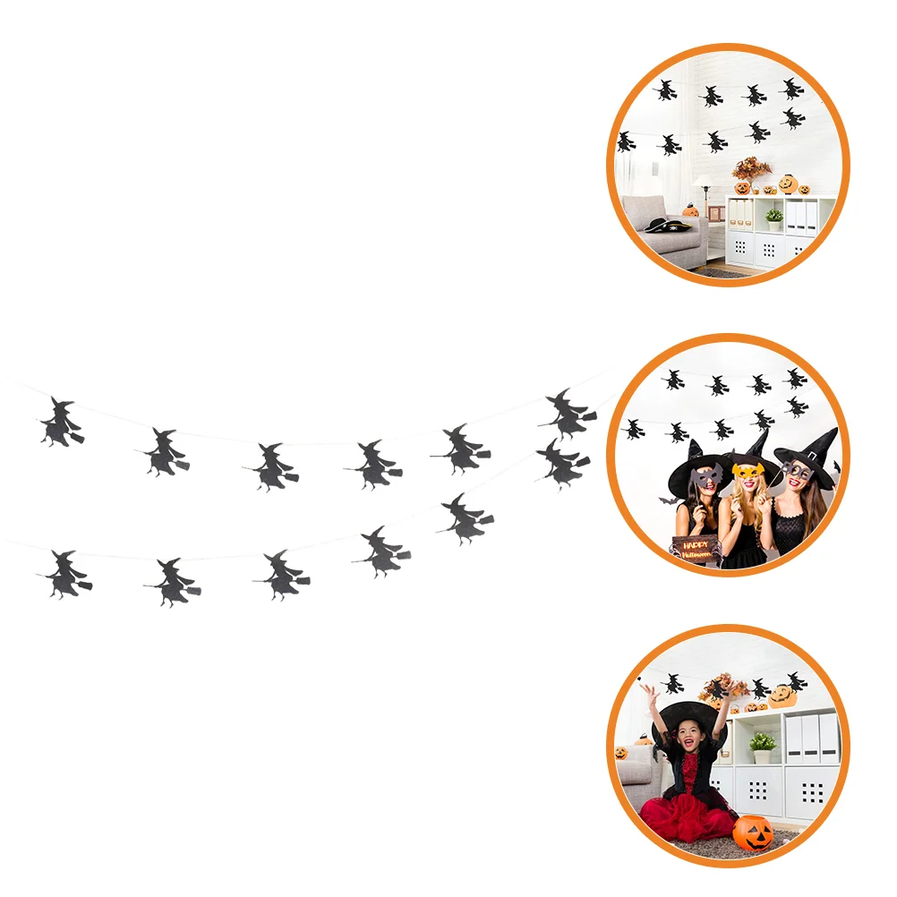 

2 Sets Witch Banner Decoration Mantel Fireplace Ornament