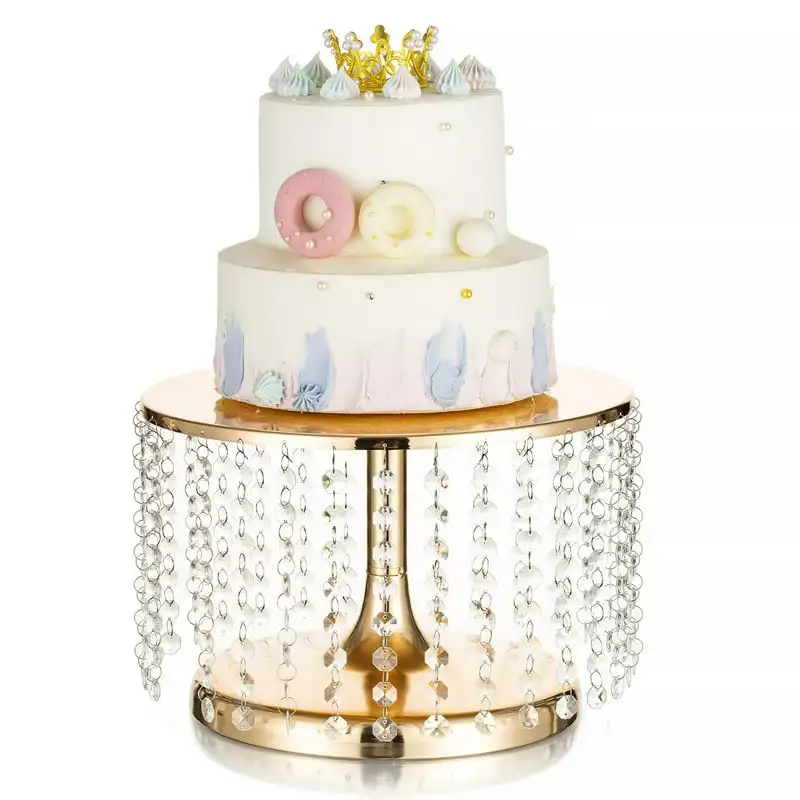 

Gleaming Round 12" Dia Wedding Cake Stand with Pretty Crystals – Perfect for Mother's Day Dessert Display Clearly.