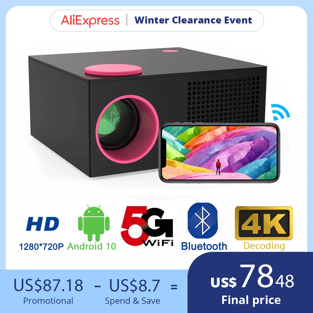 

Мини-проектор ZDSSY P36, 4K, поддержка Full HD, Android 720, Wi-Fi, P, Bluetooth