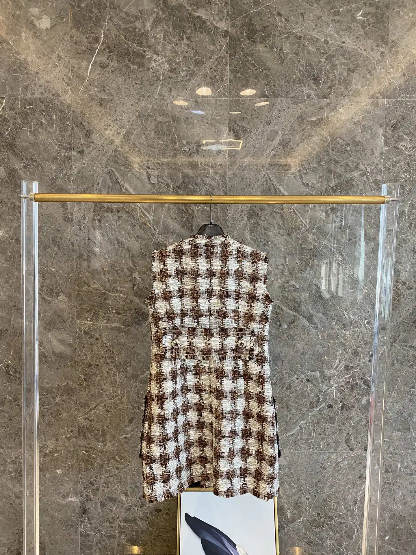 

2022 New Spring Women Fashion Top Quality Silk Wool Blend Black Green Orange Patchwork Elegant Dress