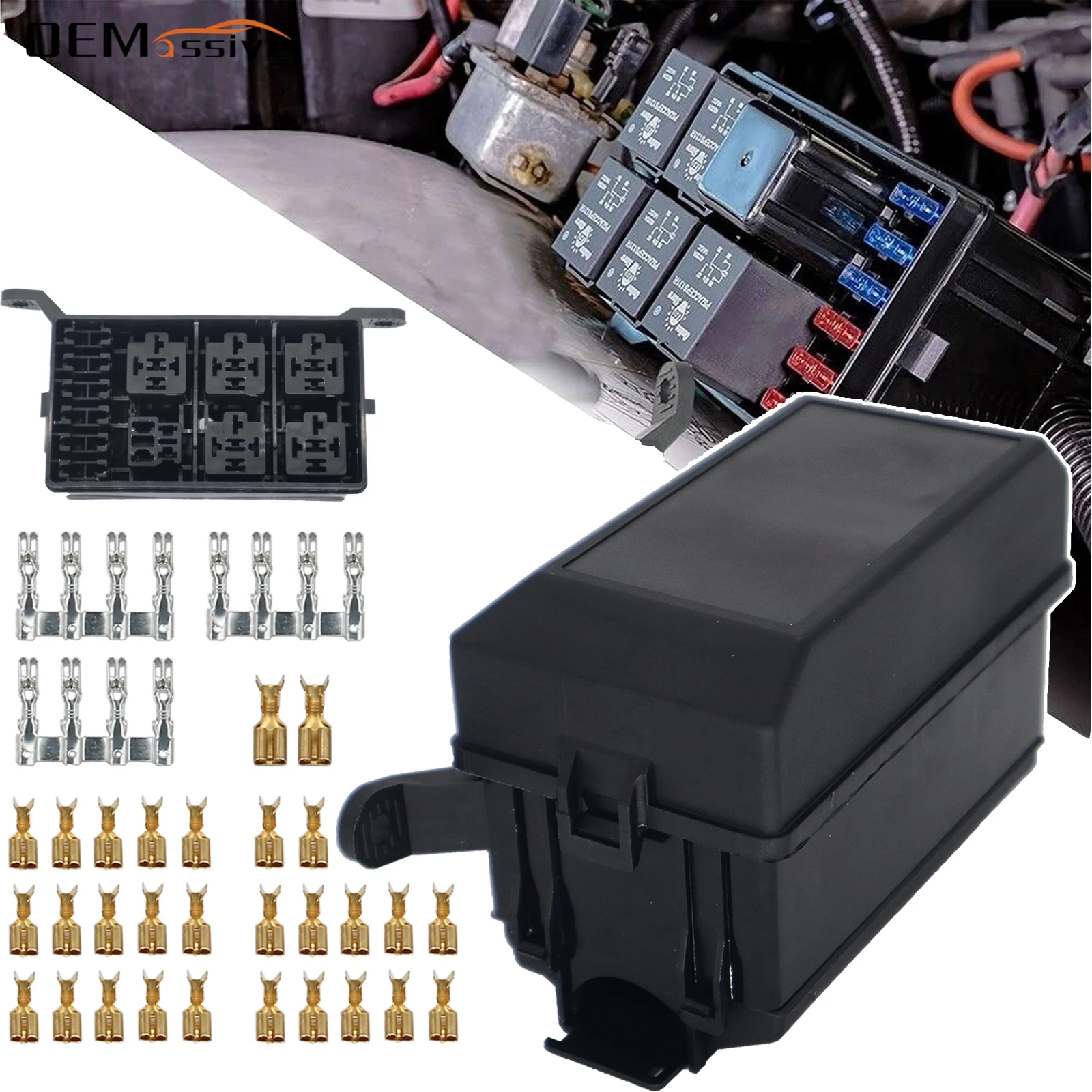 

Универсальное автомобильное морское реле постоянного тока 12 В, 6-полосное реле, 6 слотов, лезвие ATC/ATO, держатель предохранителя, блок, авто, грузовик, лодка, страховка, автомобильные аксессуары