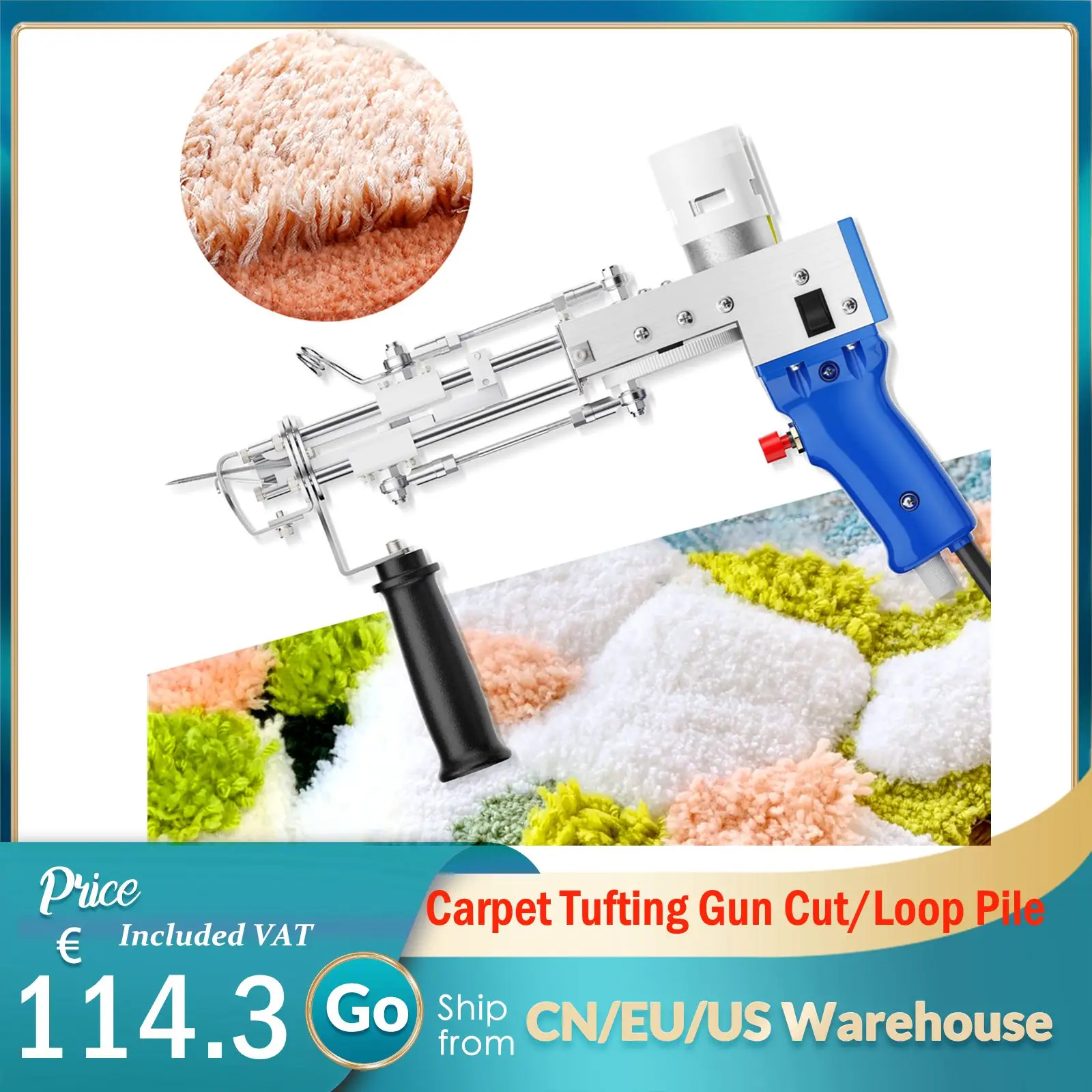 Máquina de bordar para alfombras, pistola eléctrica de corte/bucle de 110-240V, máquina de flocado portátil de mano para tejer alfombras