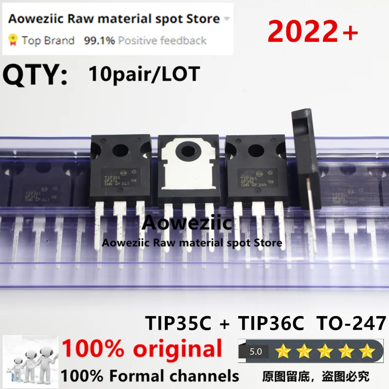 Новый импортный оригинальный транзистор Aoweziic 2022 + 100 TIP35C TIP35 TIP36 TO-247 NPN + PNP Darlington 25 А 100 в