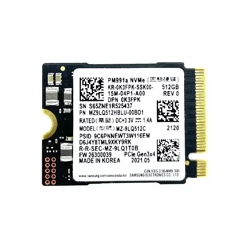 PM991A 256 ГБ 512 1 ТБ SSD M.2 2230 Внутренний твердотельный накопитель PCIe 3.0x4 NVME для Microsoft Surface