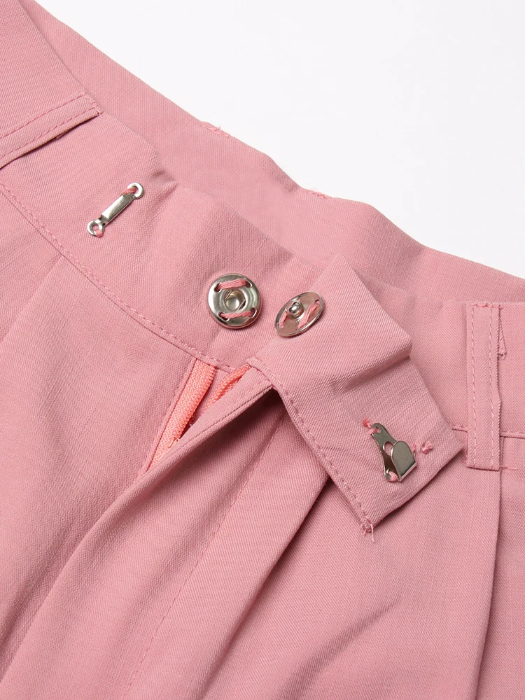 Женские Прямые Брюки С Высокой Талией VGH Повседневные Широкие Карманами