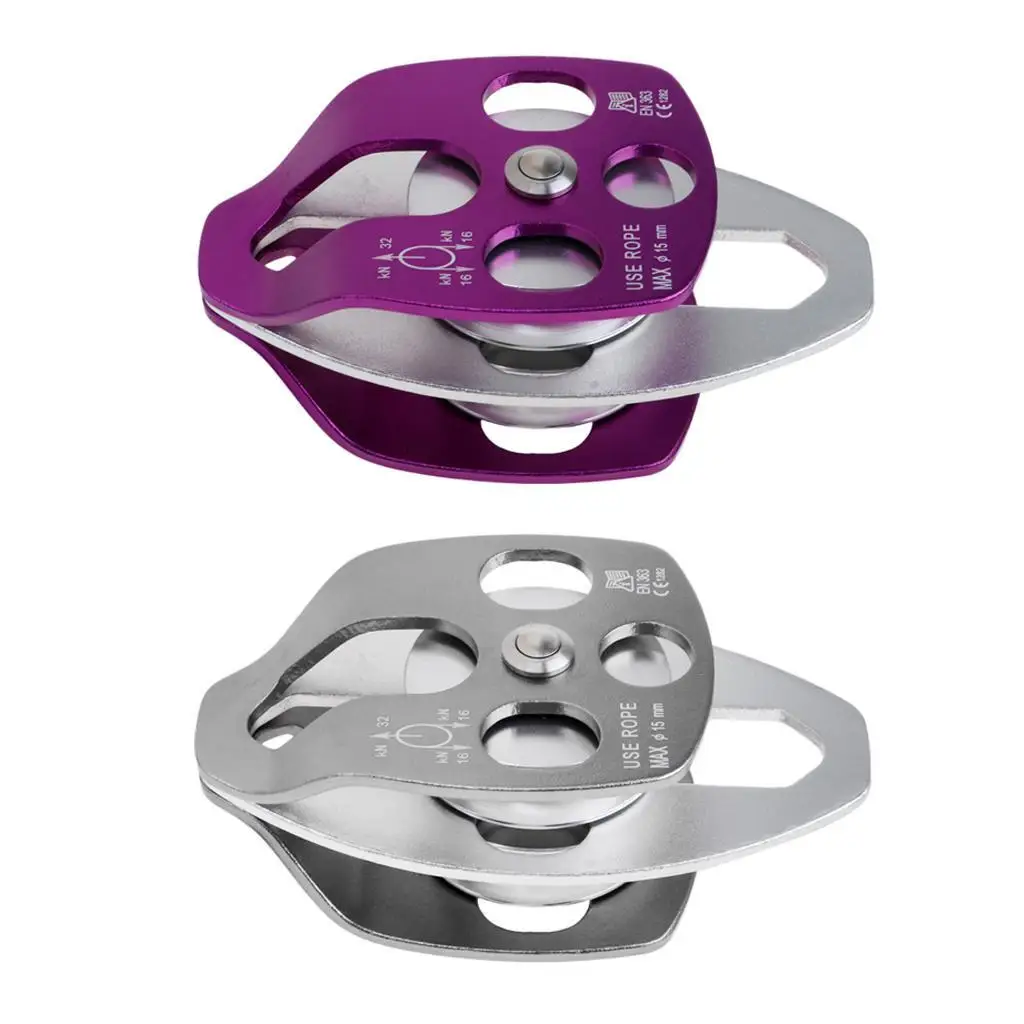 

32KN Double Pulley for Hauling System Climbing Rescue Dragging Arborist Purple