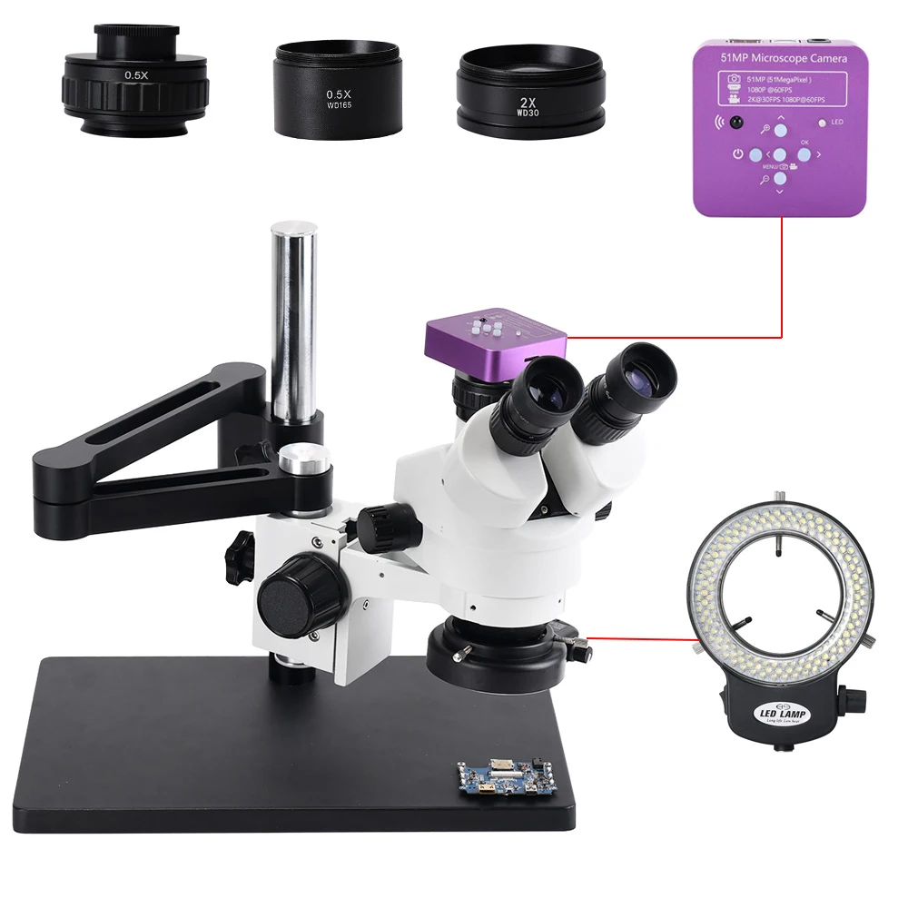 

Maxgeek HAYEAR 2K Trinocular Microscope HDMI Stereo Microscope 51MP Camera Adjustable Arm for Phone Repair
