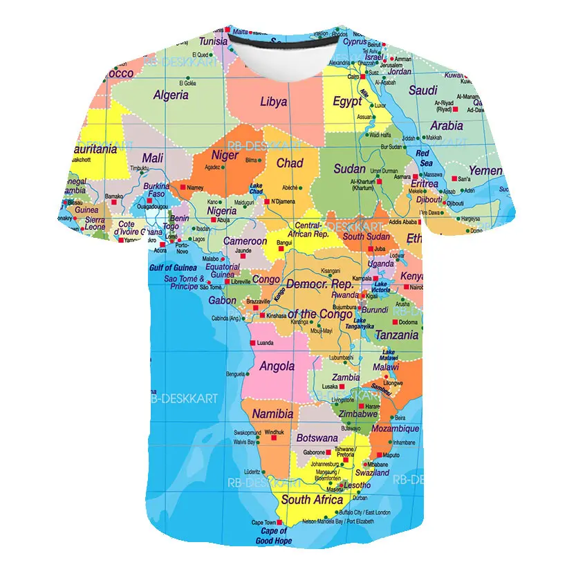 

New Arrival Map Of The World 3d T Shirt Summer Men T-shirt Fashionable Short Sleeve Tee Tops Anime Dbz Harajuku