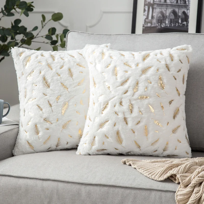 

Feather Fur Decorative Cushion Cover Home Decor Plush Pillow Case Bed Room Pillowcases Decoration Sofa Throw Pillow Covers