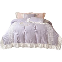 lace ruffled cotton four piece princess style quilt cover four seasons universal bedding