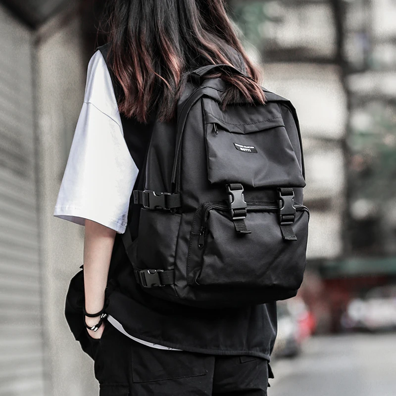 2022 Trendy Women Backpack Black Nylon Korean Style Bag  Anti Theft Large Capacity Casual Lady Travel  Outdoor Travel  Mochila