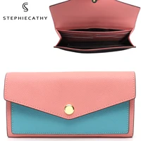 sc fashion colorful genuine leather long wallet women luxury summer style flap phone coin purse portable cards bag pouch clutch
