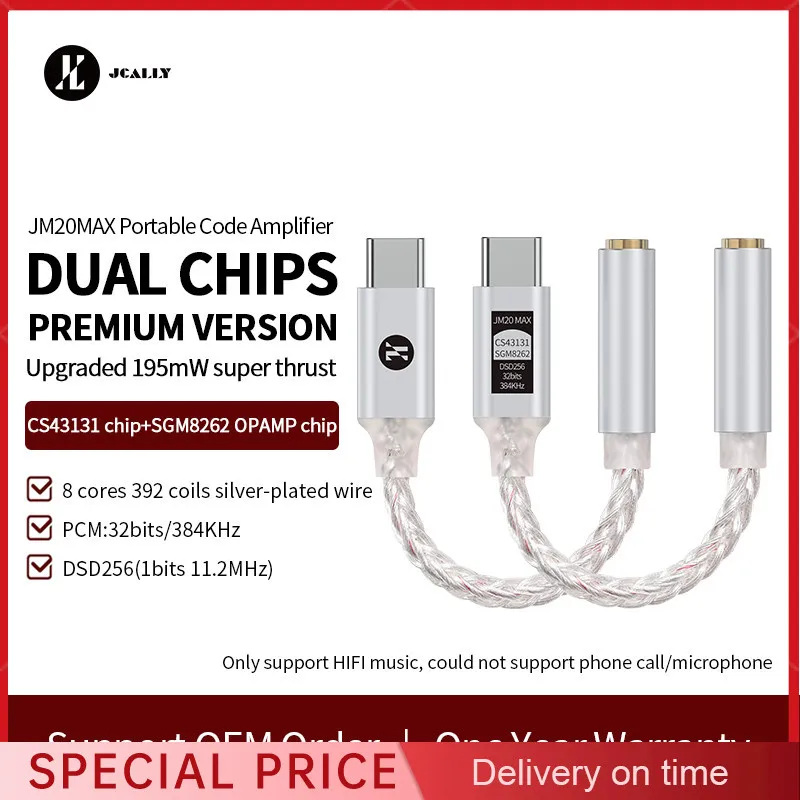Фото Переходник jмелак JM20 Max Dac Type C на 3,5 мм CS43131 + SGM8262 усилитель чипа USB C для наушников 3,5 мм №1