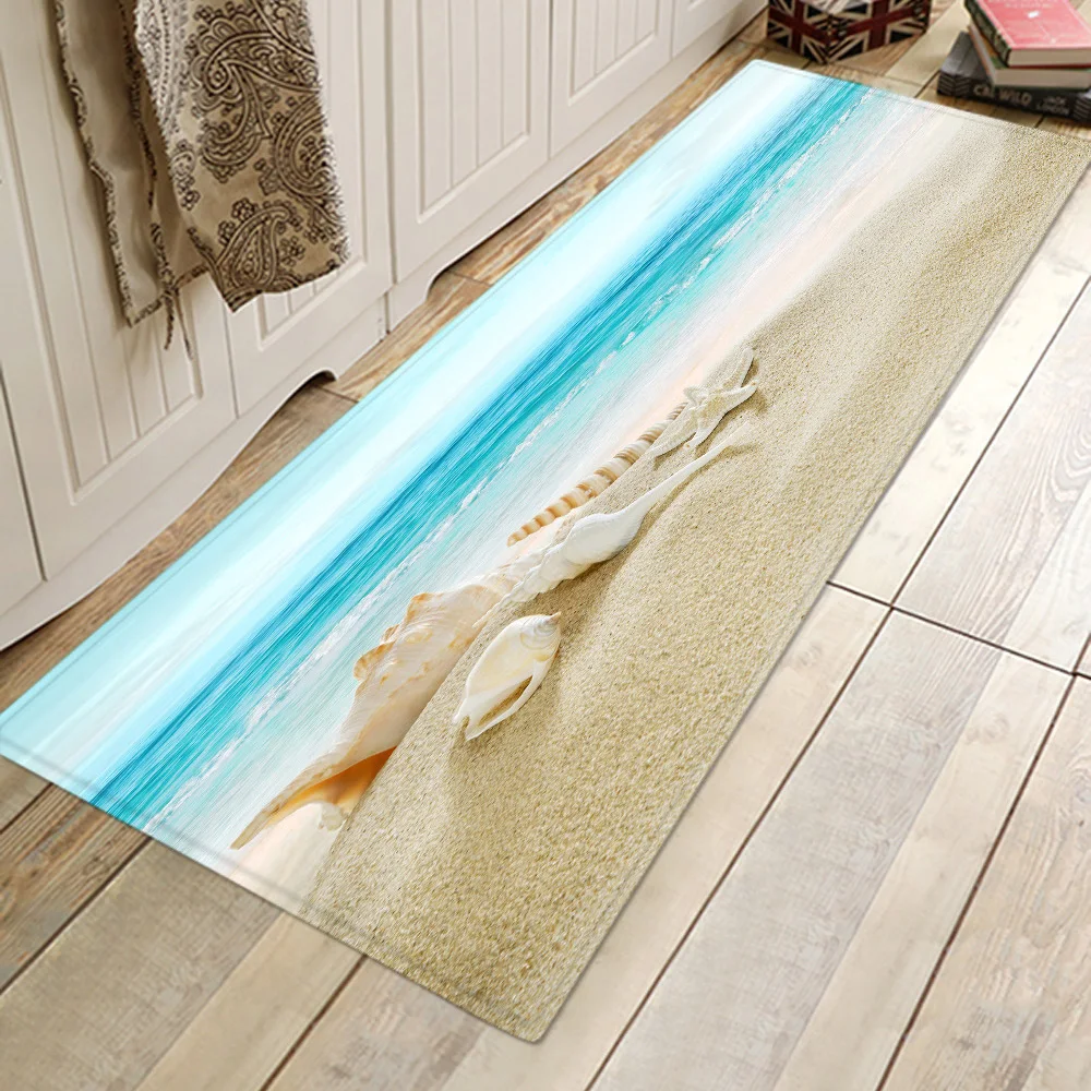 

3D Scenic Printed Long Floor Mats Flannel Kitchen Mat Anti Slip Rugs for Bedroom Microfiber Door Carpet