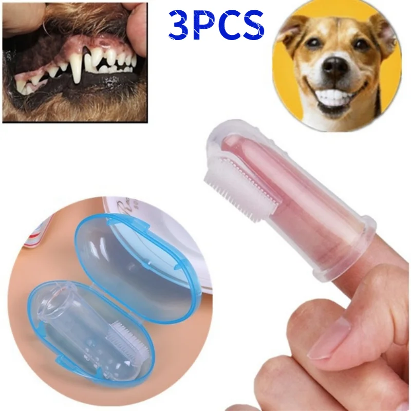 

3Pcs Soft Silicone Pet Finger Toothbrush Teddy Dog Brush Cleaning Bad Breath Teeth Care Dog Cat Stuff Pet Supplies Dog Supplies