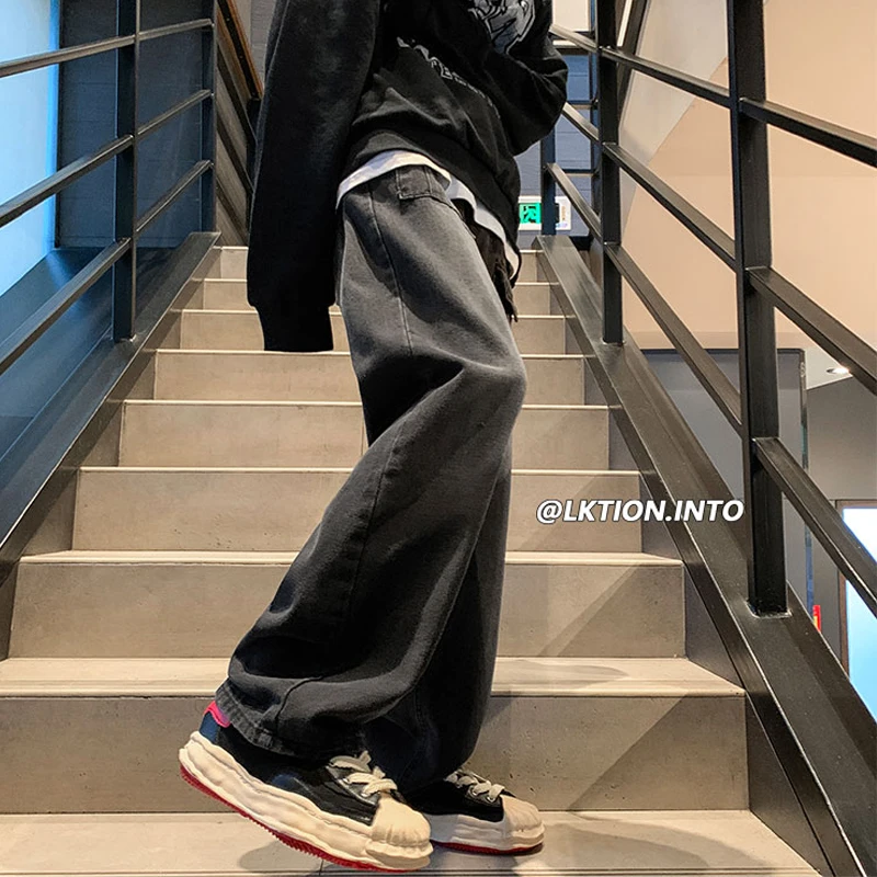 Men Cargo Pants Hip Hop Youth Street Jeans Casual Business Vintage Style Loose Black Straight Denim Pants 2023 New Male Clothing