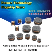 10pcs cd32 power inductor 2 23 34 76 810152247100uh smd inductance copper core