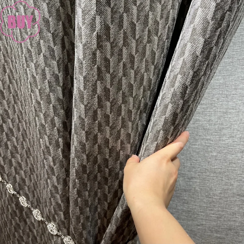 

Nordic Curtains for Living Dining Room Bedroom Modern Minimalist Cotton and Linen Jacquard Curtain Surface Light Luxury Fashion