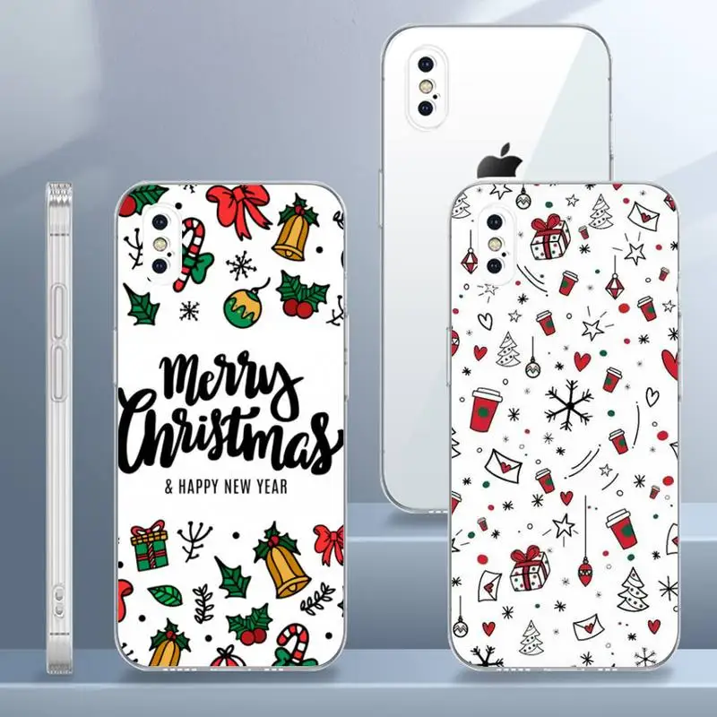 

merry christmas tree santa snowflake Phone Case Transparent soft For iphone 11 13 12 14 x xs xr pro max mini plus