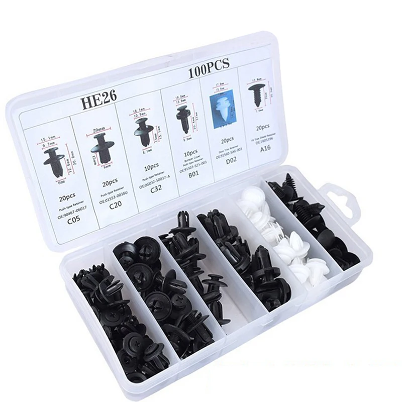 

100pcs boxed buckle car universal buckle set combination car nylon buckle bumper buckle
