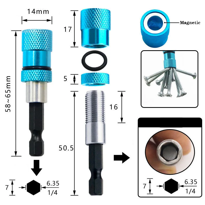 1/4 Inch Hex Shank Magnetic Bit Holder Screwdriver Sets Hex Driver with Drill Bits Bar Extension Electric Bits For Screwdriver images - 6