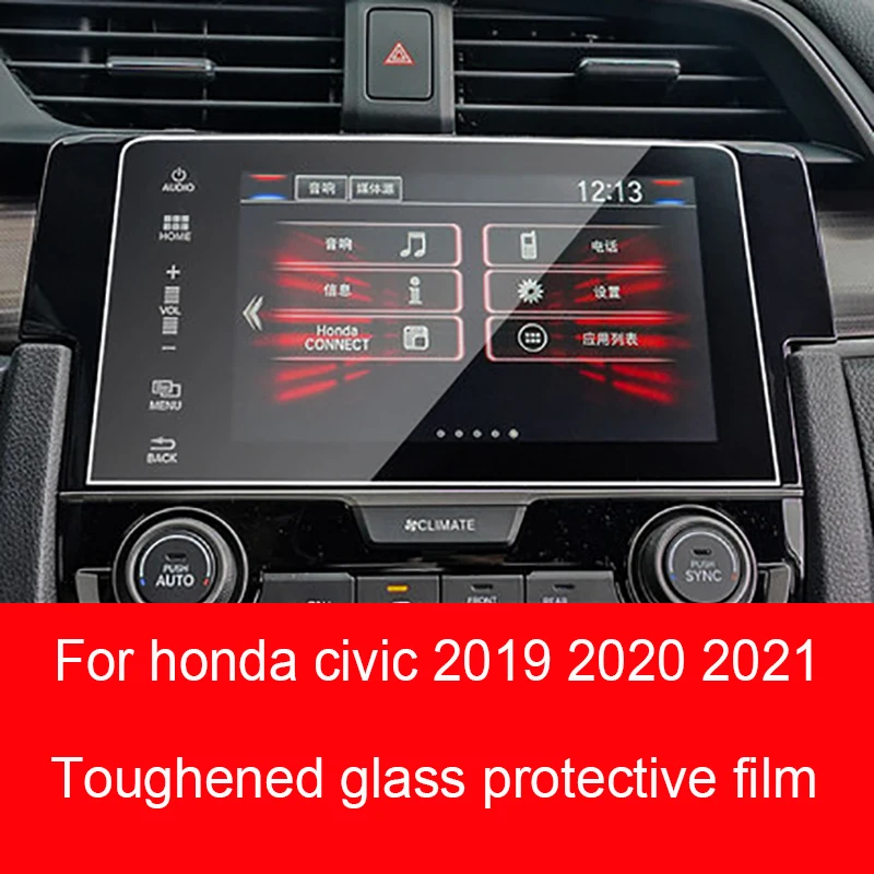 

For honda civic 2016 2017 2018 2019 2020 2021GPS navigation screen protective toughened tempered film Car interior stickers