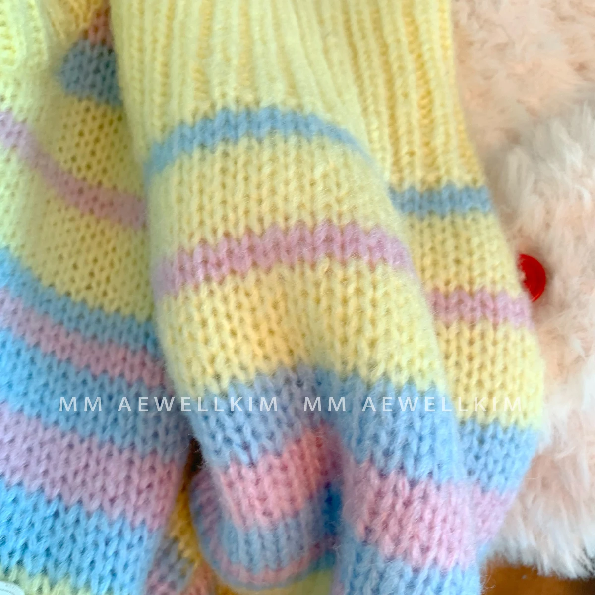 ADER ERROR Autumn/Winter niche design high-end men and women's loose and lazy style pink striped milk hoo sweater