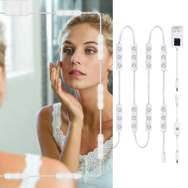 Купи LED Makeup Mirror Light 12W EU US Plug Eye Protection Hollywood Vanity Lamp Touch Switch for Makeup Dressing Table Lighting за 755 рублей в магазине AliExpress