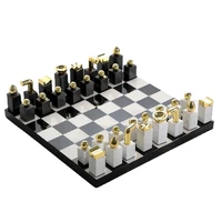 Chess Set Luxury Marble Chess Pieces Wooden Checkerboard Nordic Creative Family Table Board Games Modern Home Decor Ornaments