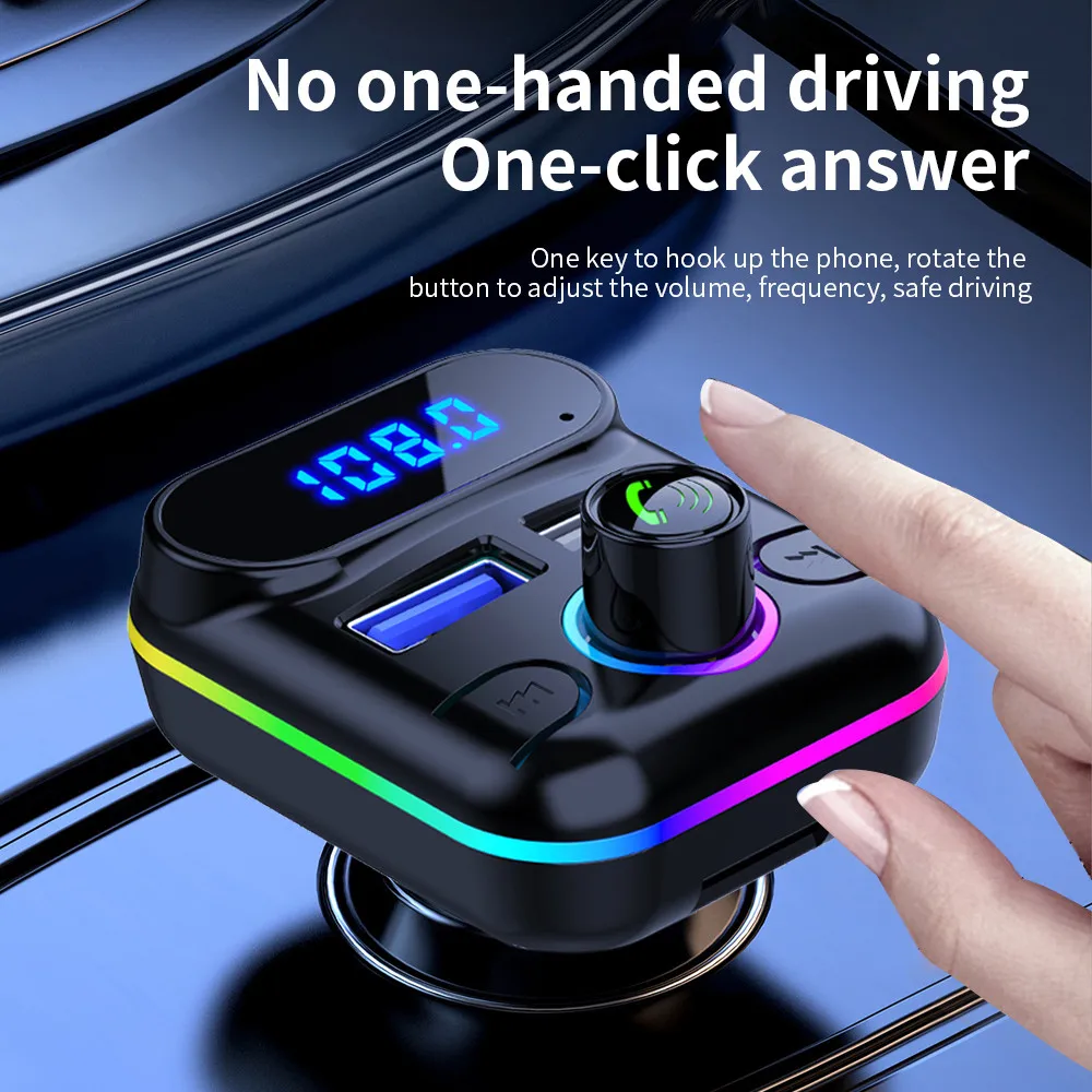 

FM Transmitter Bluetooth 5.0 Handsfree Car Kit Audio MP3 Player With Dual USB 4.2A Fast Charger Auto FM Modulator
