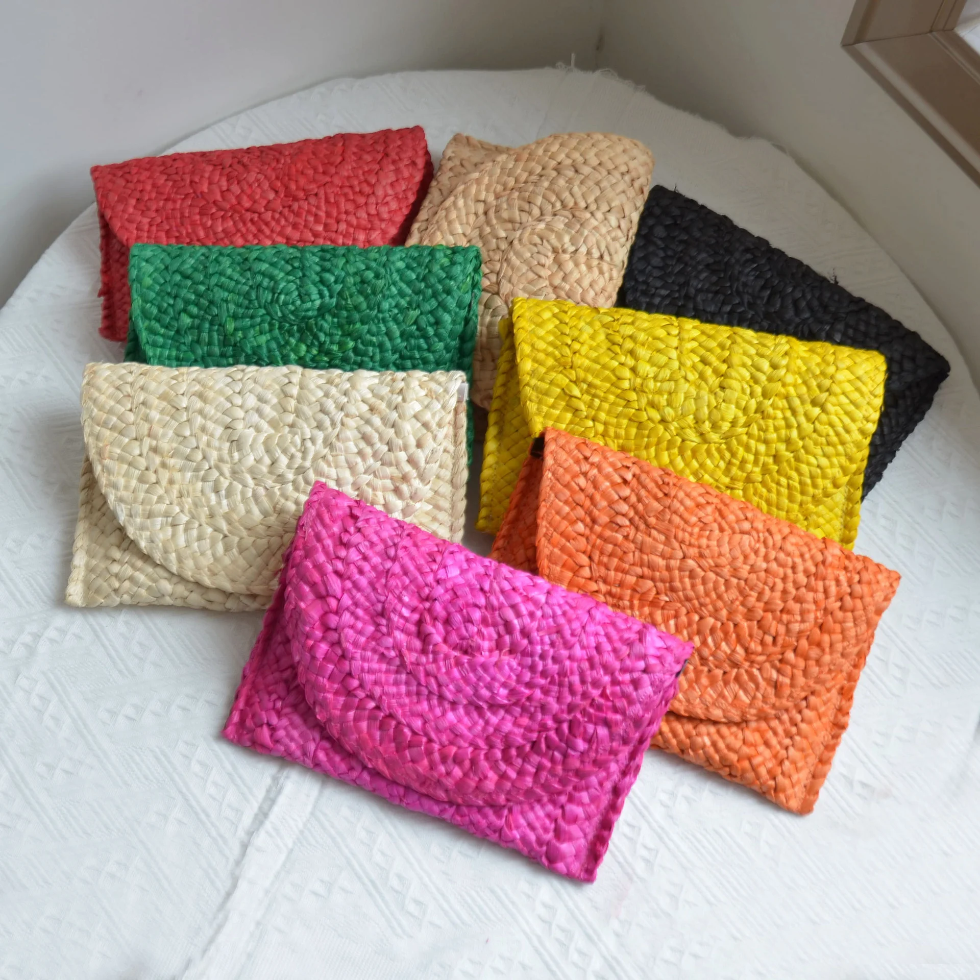 

Straw Handmade Bag Women Summer Clutch Purse Female Party Phone Pack Woven Mini Tote Bags Coin Purses