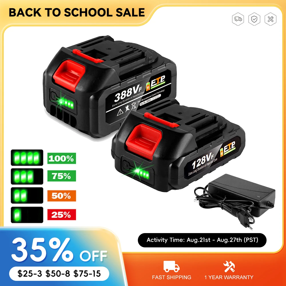 18V Rechargeable Lithium Ion Battery High Capacity with Battery Indicator For Makita Cordless Electric Power Tool Battery EUPlug
