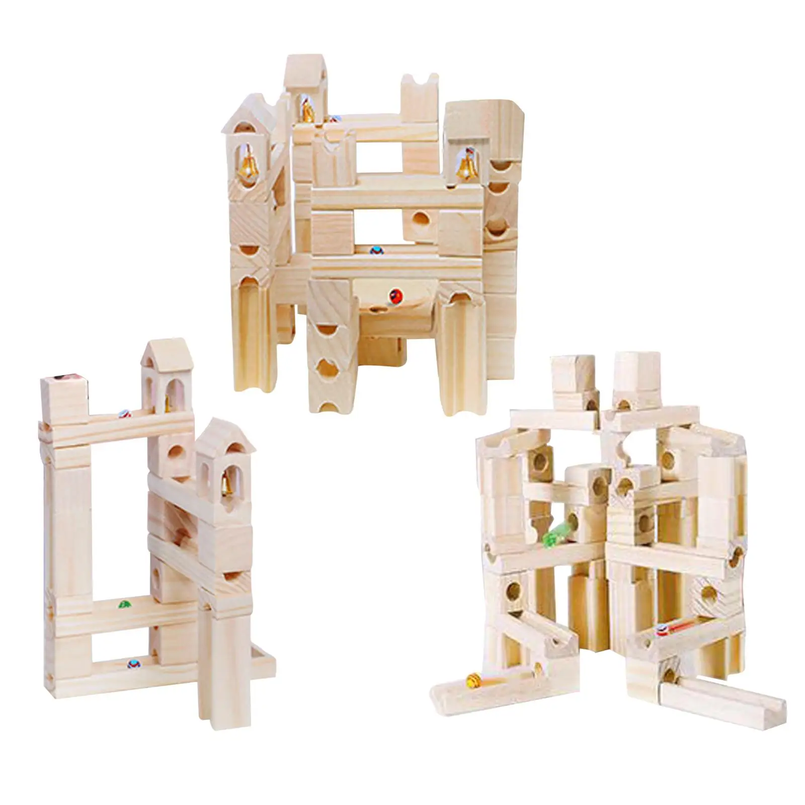 

Wood Marble Run building blocks Set, Montessori Blocks Construction Play Set, Marble Ramps Track Blocks Game Activities